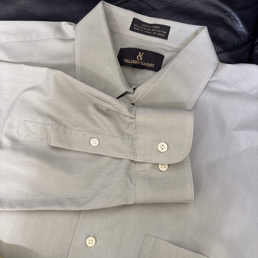 Valerio Garati Dress Shirt Mens L 16-34/35 Gray Fitted Oxford Business Button Up